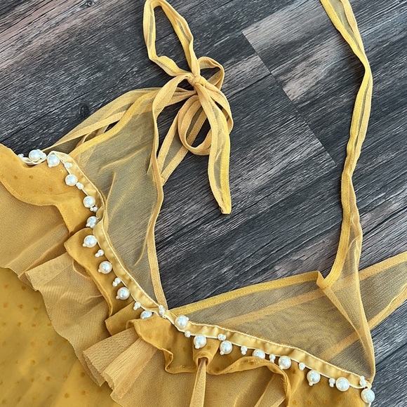 Mustard high low For Love and Lemons dress - Picture 4 of 9